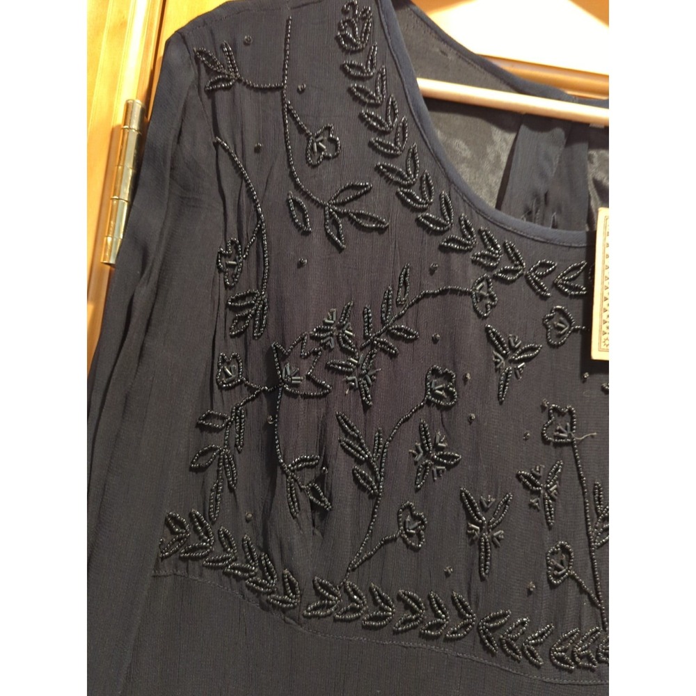 Brand New With Tags Black Beaded Soft With Belt Kar•a•van India Dress S - Picture 2 of 6